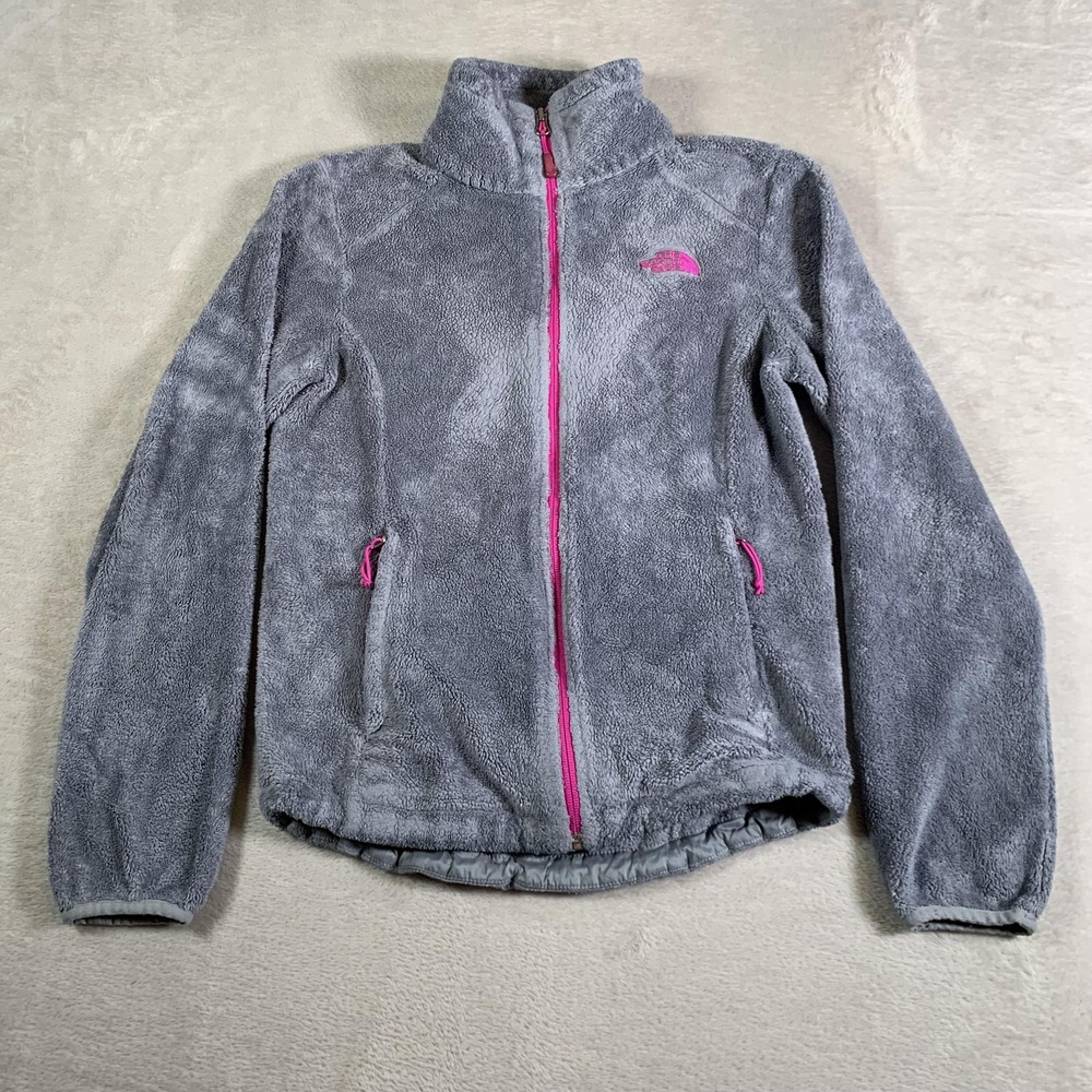 The North Face Jacket Womens XS Gray Pink Fleece Full Zip Osito High Pile Silken